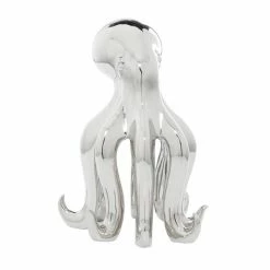 Best Pirce π GRAYSON LANE 17 In. x 11 In. Glam Octopus Sculpture Silver Porcelain π