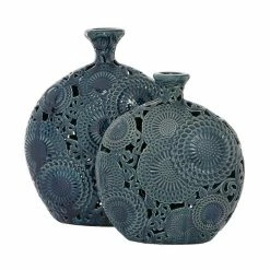 Discount ✔️ GRAYSON LANE Set of 2 16 In., 13 In. Eclectic Vase Blue Stoneware 🥰 -GRAYSON LANE Sales 2022 330857573 AlternateImage4 l