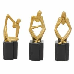 Discount 🥰 GRAYSON LANE Set of 3 4 In. x 13 In. Abstract Sculpture Gold Porcelain 😉 -GRAYSON LANE Sales 2022 330857574 AlternateImage3 l