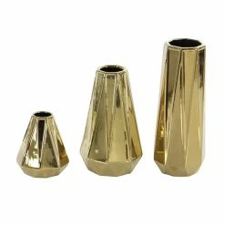 Coupon 😍 GRAYSON LANE Set of 3 7 In., 11 In., 15 In. Glam Vase Gold Stoneware 🎉 -GRAYSON LANE Sales 2022 330857578 AlternateImage4 l