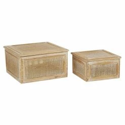 Brand new 👍 GRAYSON LANE Set of 2 8 In., 10 In. Brown Country Cottage Box Wood 🎉