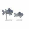 Best Sale 🎉 GRAYSON LANE Set of 2 10 In., 14 In. Blue Coastal Fish Sculpture Metal ✨