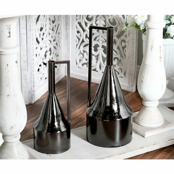 Coupon 🥰 GRAYSON LANE Set of 2 17 In., 22 In. Glam Vase Black Metal 😀 2 Coupon 🥰 GRAYSON LANE Set of 2 17 In., 22 In. Glam Vase Black Metal 😀 - Image 2