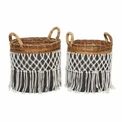 Buy ✨ GRAYSON LANE Set of 2 19 In., 18 In. Bohemian Storage Basket Black Banana 🌟