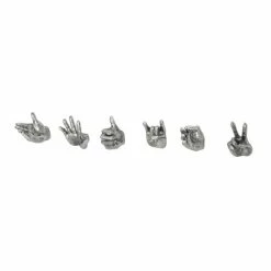Hot Sale ⭐ GRAYSON LANE Set of 6 5 In. x 5 In. Silver Modern Hand Sculpture Polyston 🎁 -GRAYSON LANE Sales 2022 330857634 AlternateImage3 l