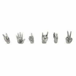 Hot Sale ⭐ GRAYSON LANE Set of 6 5 In. x 5 In. Silver Modern Hand Sculpture Polyston 🎁