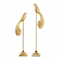 Discount 😀 GRAYSON LANE Set of 2 32 In., 27 In. Gold Eclectic Bird Sculpture Aluminu 👏
