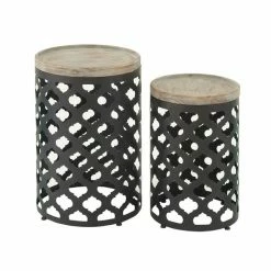 Best Pirce 😉 GRAYSON LANE Set of 2 22 In., 25 In. Farmhouse Accent Table Black Metal ❤️