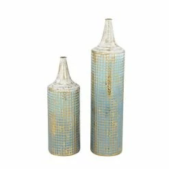 Cheapest ✨ GRAYSON LANE Set of 2 25 In., 18 In. Rustic Vase Turquoise Metal 🛒
