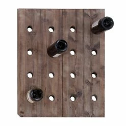 New 🧨 GRAYSON LANE 25 In. x 21 In. Rustic Wine Holder Rack Brown Wood ⭐