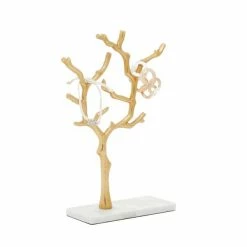 Budget 🔔 GRAYSON LANE 13 In. x 9 In. Modern Jewelry Stand Gold Marble and Aluminum ✨