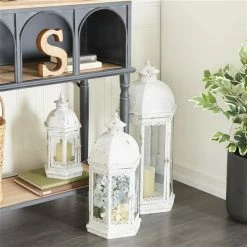 Deals 🎉 GRAYSON LANE Set of 3 29 In., 20 In., 14 In. Rustic Lantern White Metal ✨ -GRAYSON LANE Sales 2022 330857729 AlternateImage2 l
