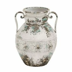 Deals ⌛ GRAYSON LANE 15 In. x 12 In. Vintage Vase White Metal ⌛