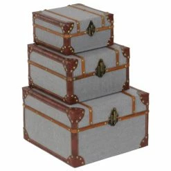 Buy ⭐ GRAYSON LANE Set of 3 8 In., 10 In., 12 In. Grey Traditional Box Wood 🛒