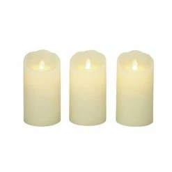 Hot Sale 👍 GRAYSON LANE Set of 3 3 In. x 6 In. Traditional Candle Holder Beige Wax 🎁