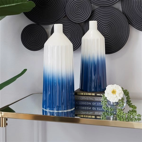 Best Sale 🔥 GRAYSON LANE Set of 2 16 In., 14 In. Coastal Vase Blue Dolomite 🔔 2 Best Sale 🔥 GRAYSON LANE Set of 2 16 In., 14 In. Coastal Vase Blue Dolomite 🔔 - Image 2
