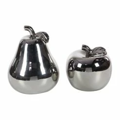 Budget 🤩 GRAYSON LANE Set of 2 7 In., 9 In. Glam Fruit Sculpture Silver Dolomite 🔔 -GRAYSON LANE Sales 2022 330857768 AlternateImage3 l