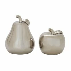 Budget π€© GRAYSON LANE Set of 2 7 In., 9 In. Glam Fruit Sculpture Silver Dolomite π