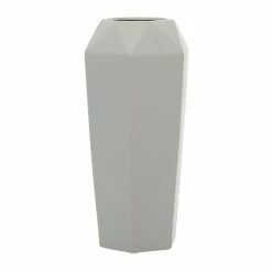 New 🧨 GRAYSON LANE 14 In. x 6 In. Contemporary Vase Grey Stoneware 🛒