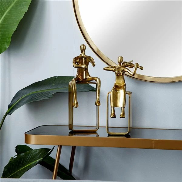 Deals ✨ GRAYSON LANE Set of 2 12.5 In., 14.5 In. Gold Modern Musician Sculpture A 💯 2 Deals ✨ GRAYSON LANE Set of 2 12.5 In., 14.5 In. Gold Modern Musician Sculpture A 💯 - Image 2