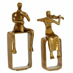 Deals ✨ GRAYSON LANE Set of 2 12.5 In., 14.5 In. Gold Modern Musician Sculpture A 💯