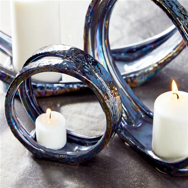 Discount 👏 GRAYSON LANE 13 In. x 14 In. Glam Candlestick Holders Silver Ceramic 🌟 4 Discount 👏 GRAYSON LANE 13 In. x 14 In. Glam Candlestick Holders Silver Ceramic 🌟 - Image 4