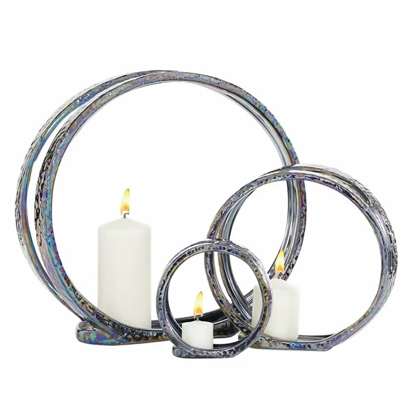 Discount 👏 GRAYSON LANE 13 In. x 14 In. Glam Candlestick Holders Silver Ceramic 🌟 1 Discount 👏 GRAYSON LANE 13 In. x 14 In. Glam Candlestick Holders Silver Ceramic 🌟