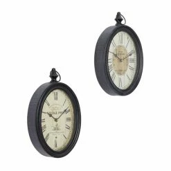 Buy ❤️ GRAYSON LANE Set of 2 15 In. x 8 In. Vintage Wall Clock Black Metal 😍 -GRAYSON LANE Sales 2022 330857805 AlternateImage5 l