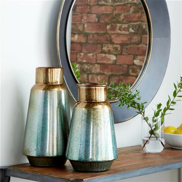 Hot Sale ๐ GRAYSON LANE Set of 2 15 In., 12 In. Rustic Vase Turquoise Metal ๐งจ 2 Hot Sale ๐ GRAYSON LANE Set of 2 15 In., 12 In. Rustic Vase Turquoise Metal ๐งจ - Image 2