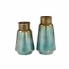 Hot Sale 🔔 GRAYSON LANE Set of 2 15 In., 12 In. Rustic Vase Turquoise Metal 🧨