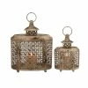 Budget 😉 GRAYSON LANE Set of 2 12 In., 9 In. Rustic Lantern Beige Metal 😀