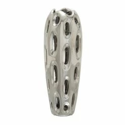 Cheap 🤩 GRAYSON LANE 16 In. x 6 In. Contemporary Vase Silver Ceramic 😉