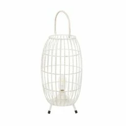 Best Sale 👏 GRAYSON LANE 16 In. x 9 In. Modern Candle Holder Lantern White Iron 🥰 -GRAYSON LANE Sales 2022 330857850 AlternateImage5 l