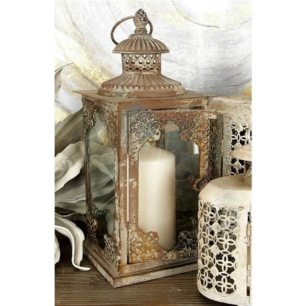 Best Sale 🤩 GRAYSON LANE 13 In. x 6 In. Vintage Candle Holder Lantern Grey Iron 😀 2 Best Sale 🤩 GRAYSON LANE 13 In. x 6 In. Vintage Candle Holder Lantern Grey Iron 😀 - Image 2