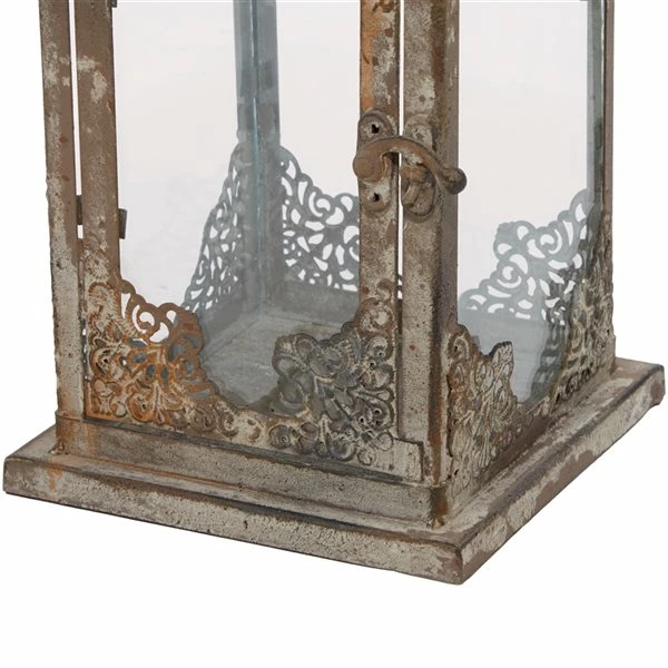 Best Sale 🤩 GRAYSON LANE 13 In. x 6 In. Vintage Candle Holder Lantern Grey Iron 😀 4 Best Sale 🤩 GRAYSON LANE 13 In. x 6 In. Vintage Candle Holder Lantern Grey Iron 😀 - Image 4