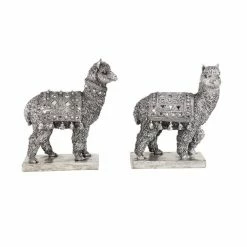Wholesale 🔔 GRAYSON LANE Set of 2 10 In., 9 In. Silver Eclectic Llama Sculpture Resin 💯 -GRAYSON LANE Sales 2022 330857887 AlternateImage3 l