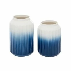 Best Sale 😍 GRAYSON LANE Set of 2 11 In., 9 In. Coastal Vase Blue Dolomite ❤️