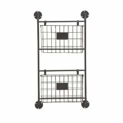 New π GRAYSON LANE 28 In. x 16 In. x 3 In. Industrial Magazine Rack Holder Blac π