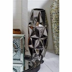 Buy 🔥 GRAYSON LANE 18 In. x 7 In. Glam Vase Silver Stoneware 🔥 -GRAYSON LANE Sales 2022 330857928 AlternateImage1 l