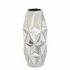 Buy 🔥 GRAYSON LANE 18 In. x 7 In. Glam Vase Silver Stoneware 🔥