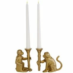 Best Pirce 🛒 GRAYSON LANE Set of 2 3 In. x 5 In. Glam Candle Holder Gold Aluminum 😍