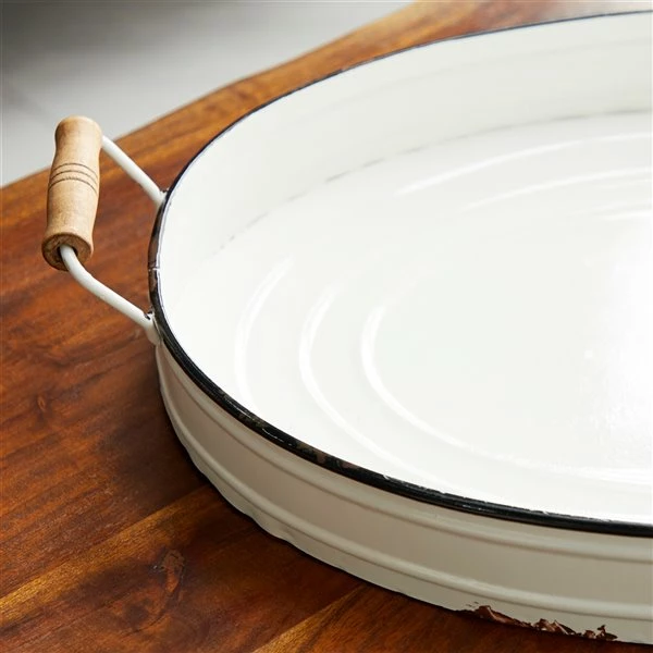 Cheapest 🌟 GRAYSON LANE Set of 2 18 In., 21 In. Farmhouse Tray White Metal ❤️ 3 Cheapest 🌟 GRAYSON LANE Set of 2 18 In., 21 In. Farmhouse Tray White Metal ❤️ - Image 3