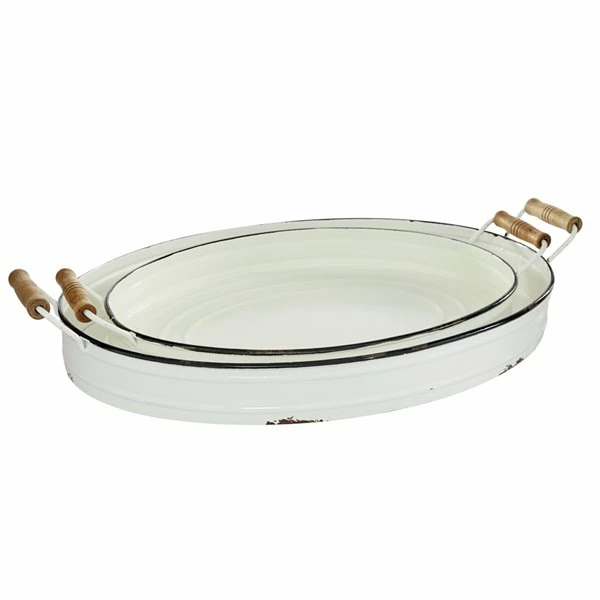 Cheapest 🌟 GRAYSON LANE Set of 2 18 In., 21 In. Farmhouse Tray White Metal ❤️ 4 Cheapest 🌟 GRAYSON LANE Set of 2 18 In., 21 In. Farmhouse Tray White Metal ❤️ - Image 4