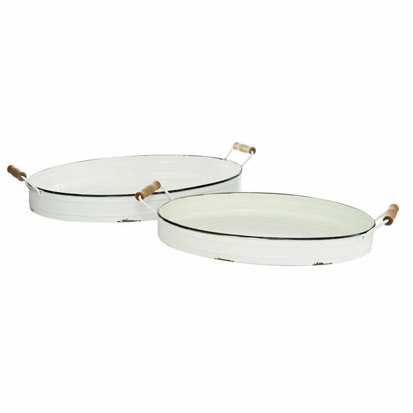 Cheapest 🌟 GRAYSON LANE Set of 2 18 In., 21 In. Farmhouse Tray White Metal ❤️ 1 Cheapest 🌟 GRAYSON LANE Set of 2 18 In., 21 In. Farmhouse Tray White Metal ❤️