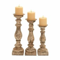 Budget 💯 GRAYSON LANE Set of 3 15 In., 14 In., 12 In. Traditional Candle Holder Br 😉
