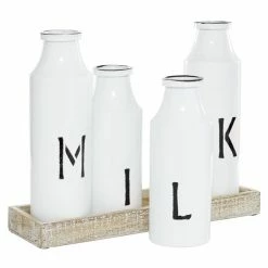 Outlet 🎁 GRAYSON LANE 12 In. x 16 In. Farmhouse Decorative Milk Bottle White Iron 🥰 -GRAYSON LANE Sales 2022 330857994 AlternateImage4 l