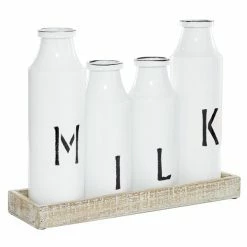 Outlet 🎁 GRAYSON LANE 12 In. x 16 In. Farmhouse Decorative Milk Bottle White Iron 🥰