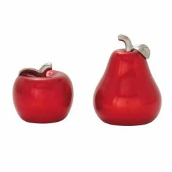 Discount 🎁 GRAYSON LANE Set of 2 7 In., 9 In. Glam Fruit Sculpture Red Dolomite 🤩