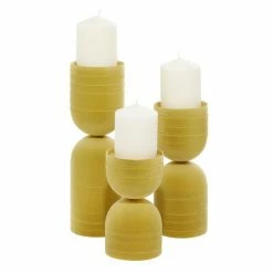 Top 10 β¨ GRAYSON LANE Set of 3 13 In., 10 In., 7 In. Modern Candle Holder Yellow M β¨