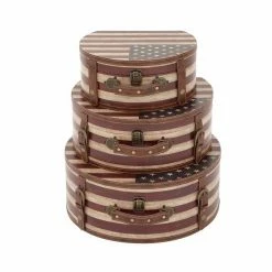 New 🎉 GRAYSON LANE Set of 3 11 In., 14 In., 16 In. Brown Traditional Box Wood 🌟